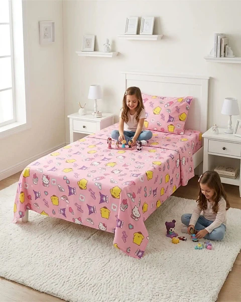 Sábanas de Cama Infantil con Funda Diseño Estampado Pastel
