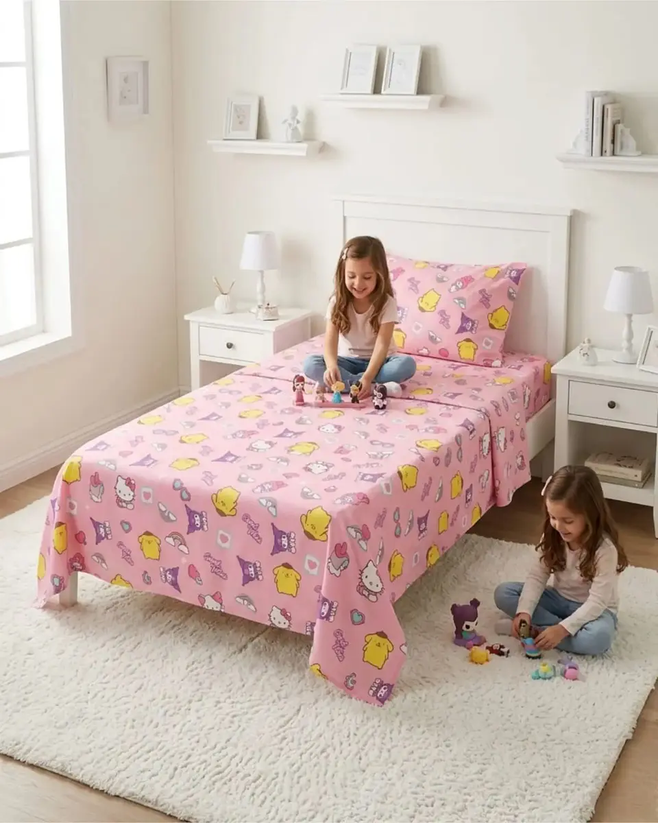 Sábanas de Cama Infantil con Funda Diseño Estampado Pastel 2