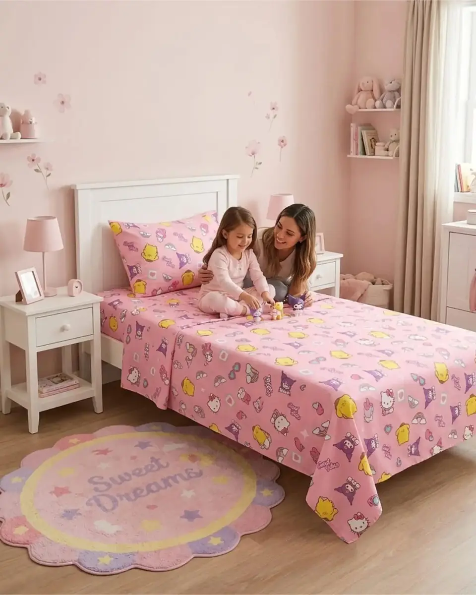 Sábanas de Cama Infantil con Funda Diseño Estampado Pastel 5