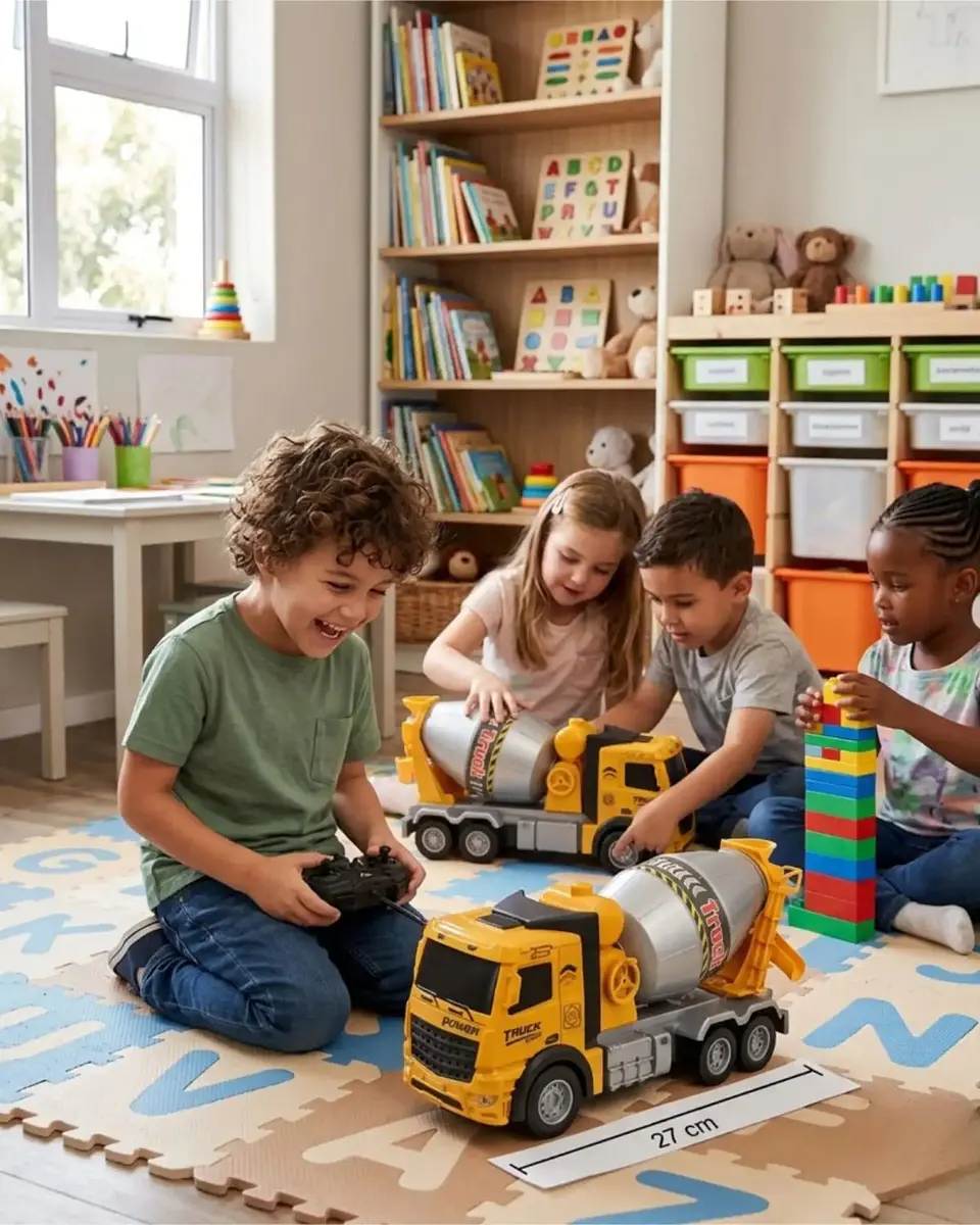 Camión Concretero de Juguete a Fricción Tambor Giratorio Infantil 1