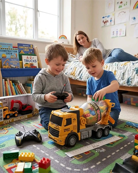 Camión Concretero de Juguete a Fricción Tambor Giratorio Infantil
