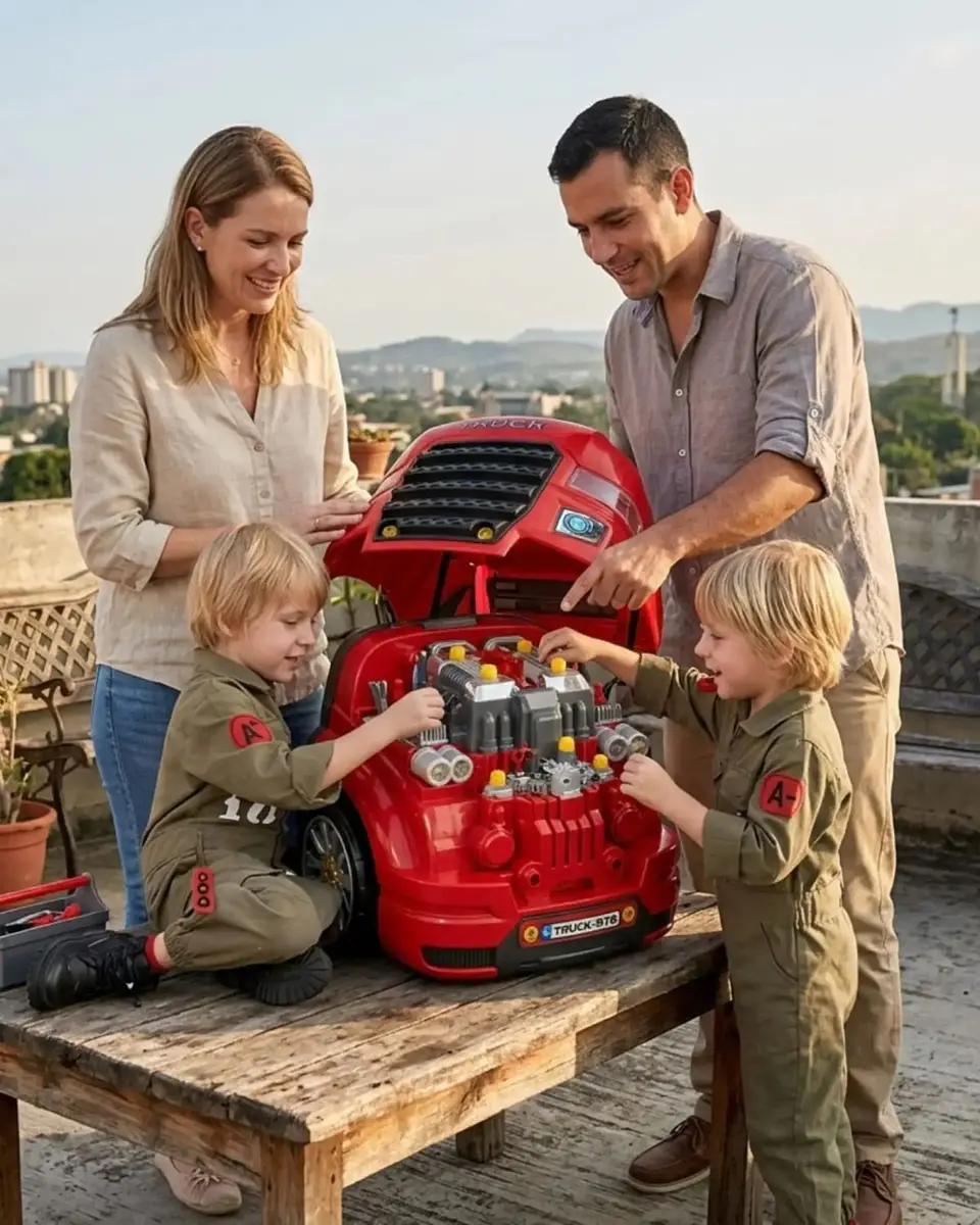 Camión Simulador Motor Taller Mecánico de Juguete 61 Pzs Rojo 1