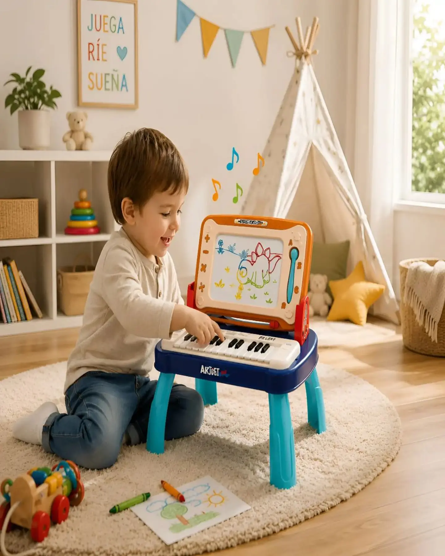 Estación de Arte y Música 2 en 1 Pizarra Mágica y Piano Infantil 1
