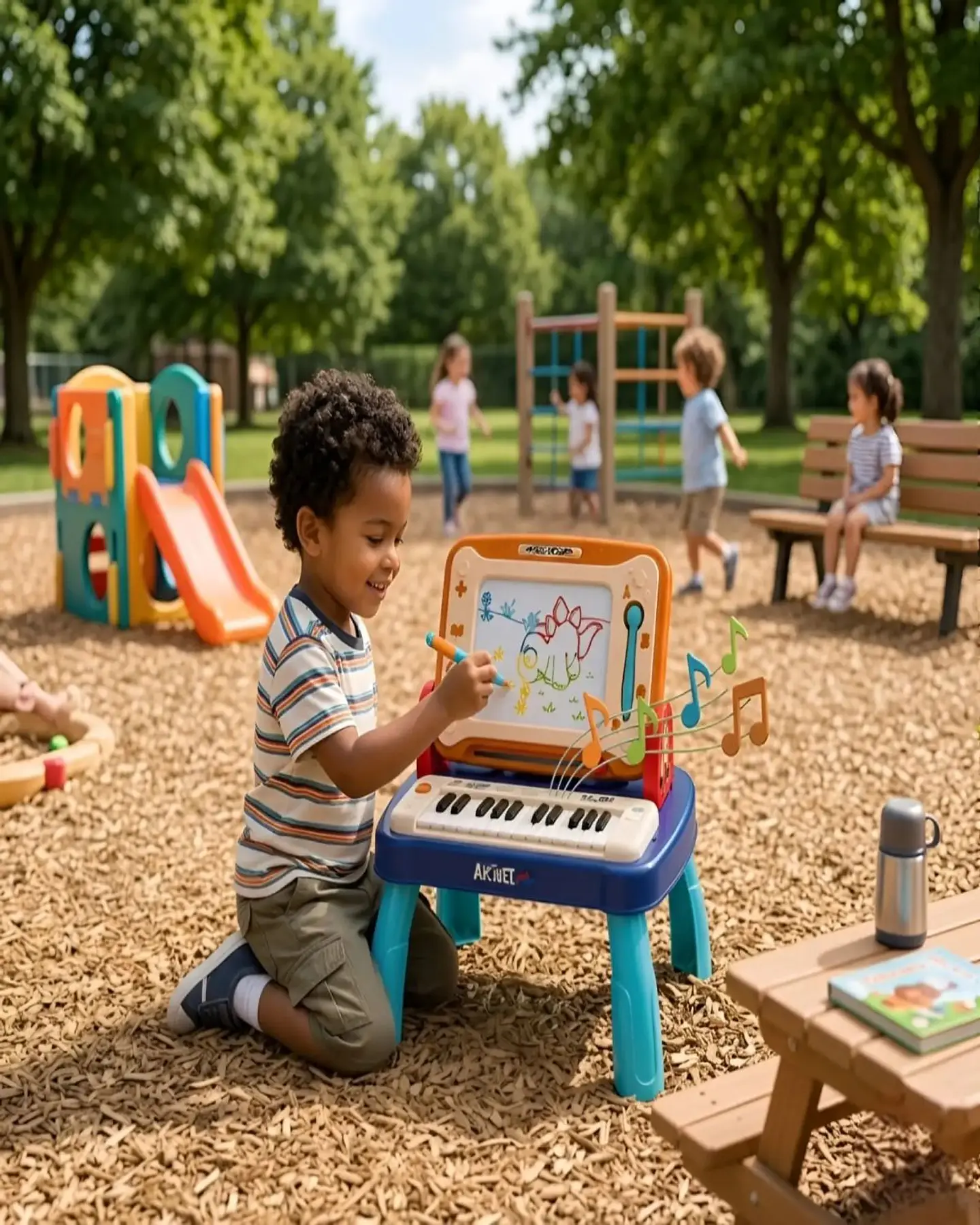 Estación de Arte y Música 2 en 1 Pizarra Mágica y Piano Infantil 5