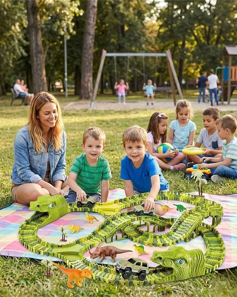 Pista de Carreras Mundo Dinosaurio Flexible 240 Pzs