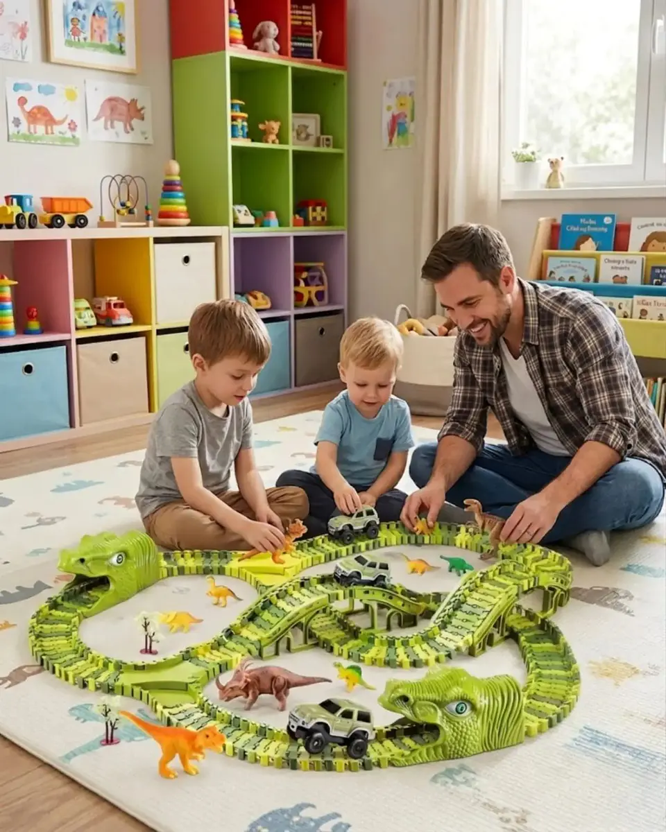 Pista de Carreras Mundo Dinosaurio Flexible 240 Pzs 4