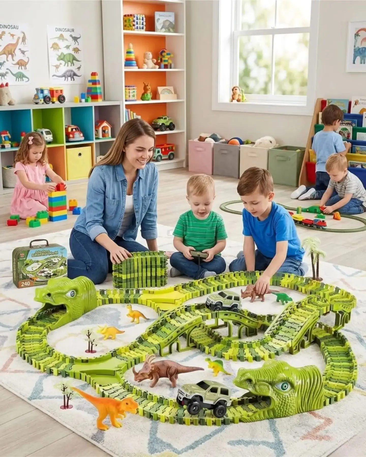 Pista de Carreras Mundo Dinosaurio Flexible 240 Pzs 6