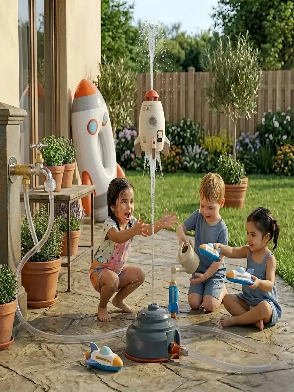 Cohete Aspersor de Agua Espacial - Diversión al Aire Libre 2