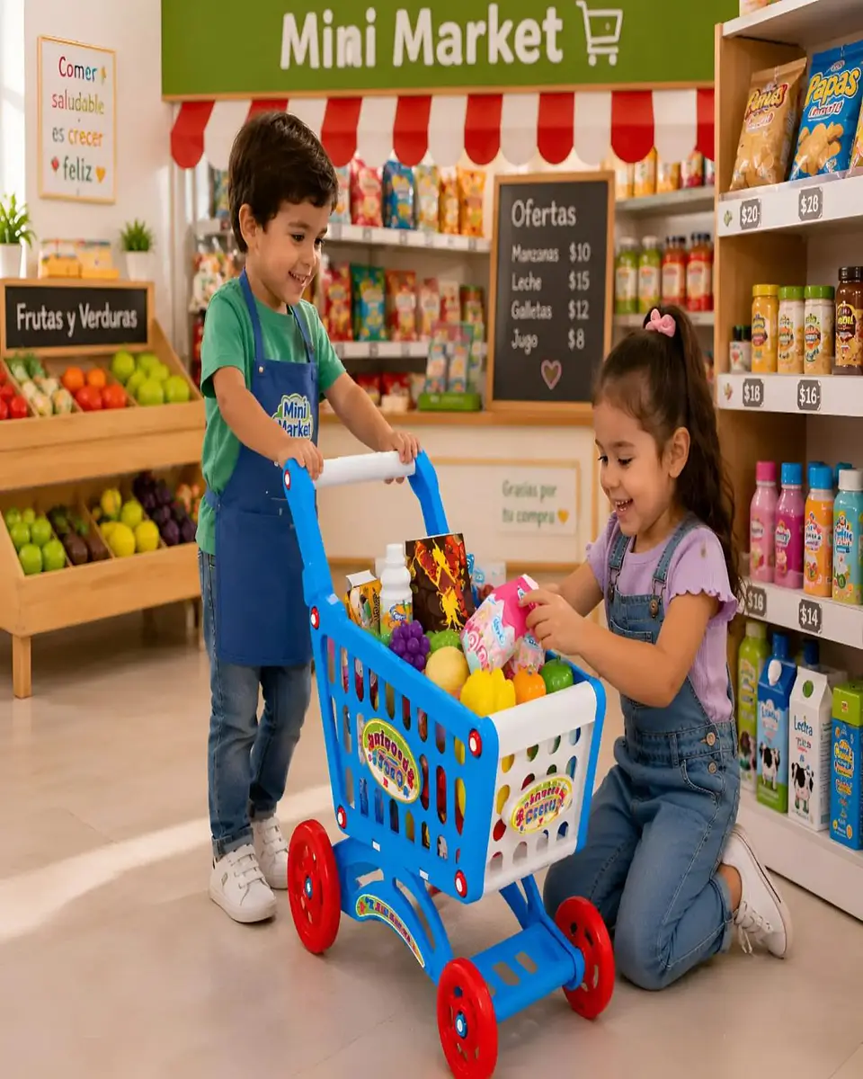 Carrito de Supermercado de Juguete con Accesorios Infantil 4