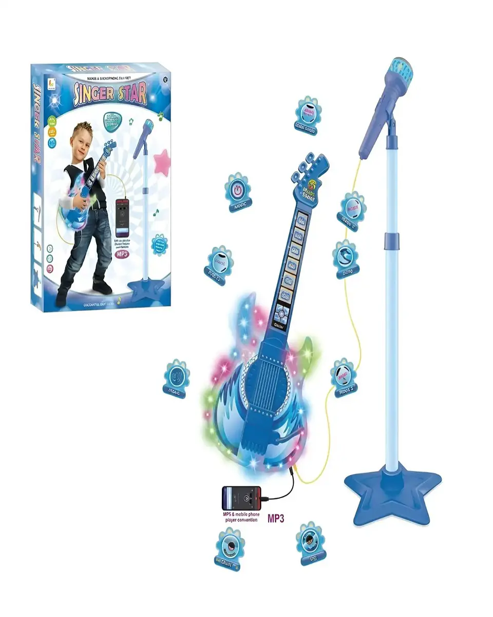 Guitarra de Juguete con Micrófono de Pedestal, Luces y Sonidos 3
