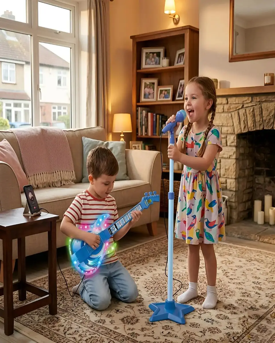 Guitarra de Juguete con Micrófono de Pedestal, Luces y Sonidos 5