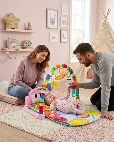 Gimnasio Y Piano Musical Multifuncional Para Bebes Rosa