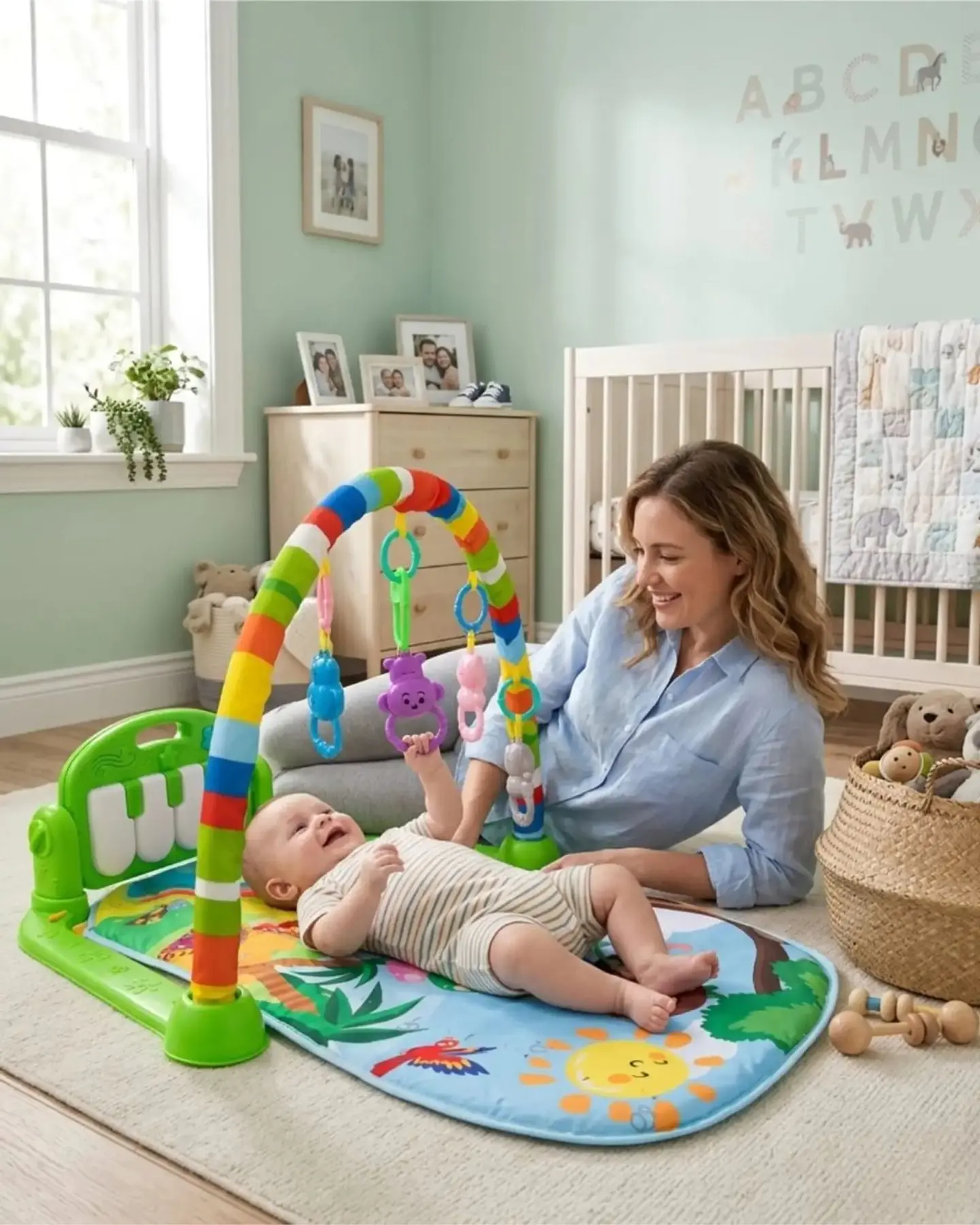Gimnasio Y Piano Musical Multifuncional Para Bebes Verde 2