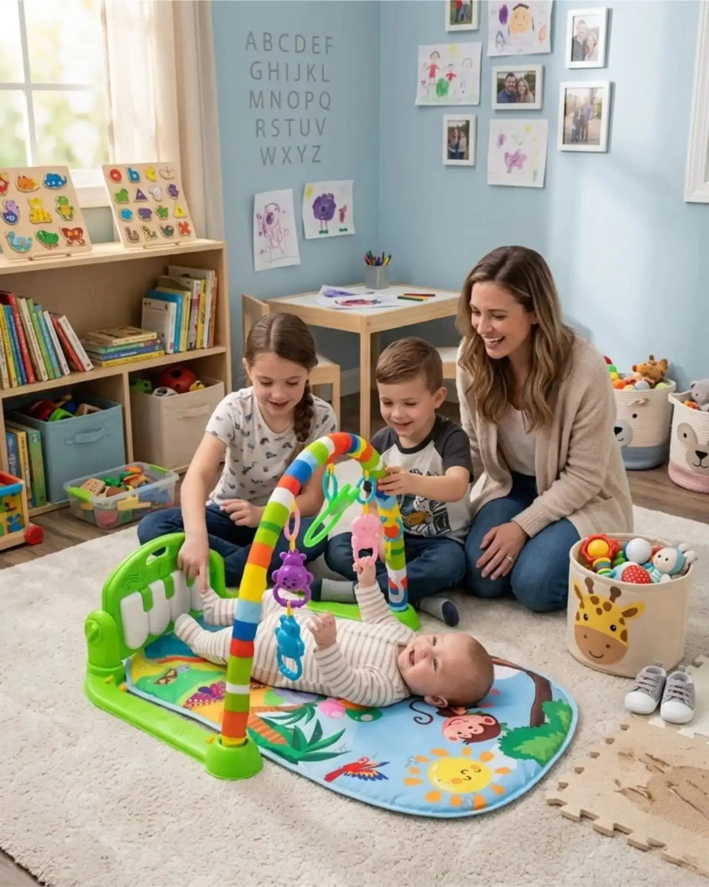 Gimnasio Y Piano Musical Multifuncional Para Bebes Verde 3