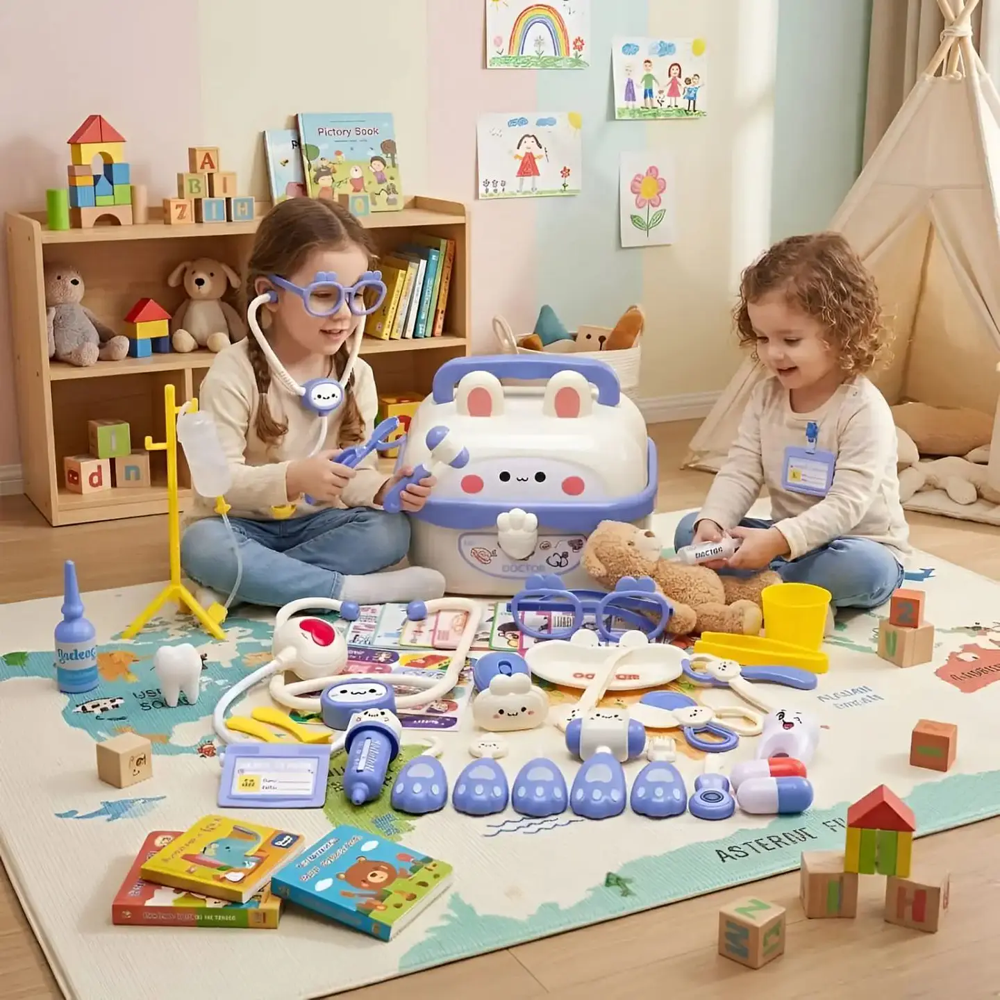 Set de Doctor y Dentista Infantil en Maleta Juego de Rol Educativo 6