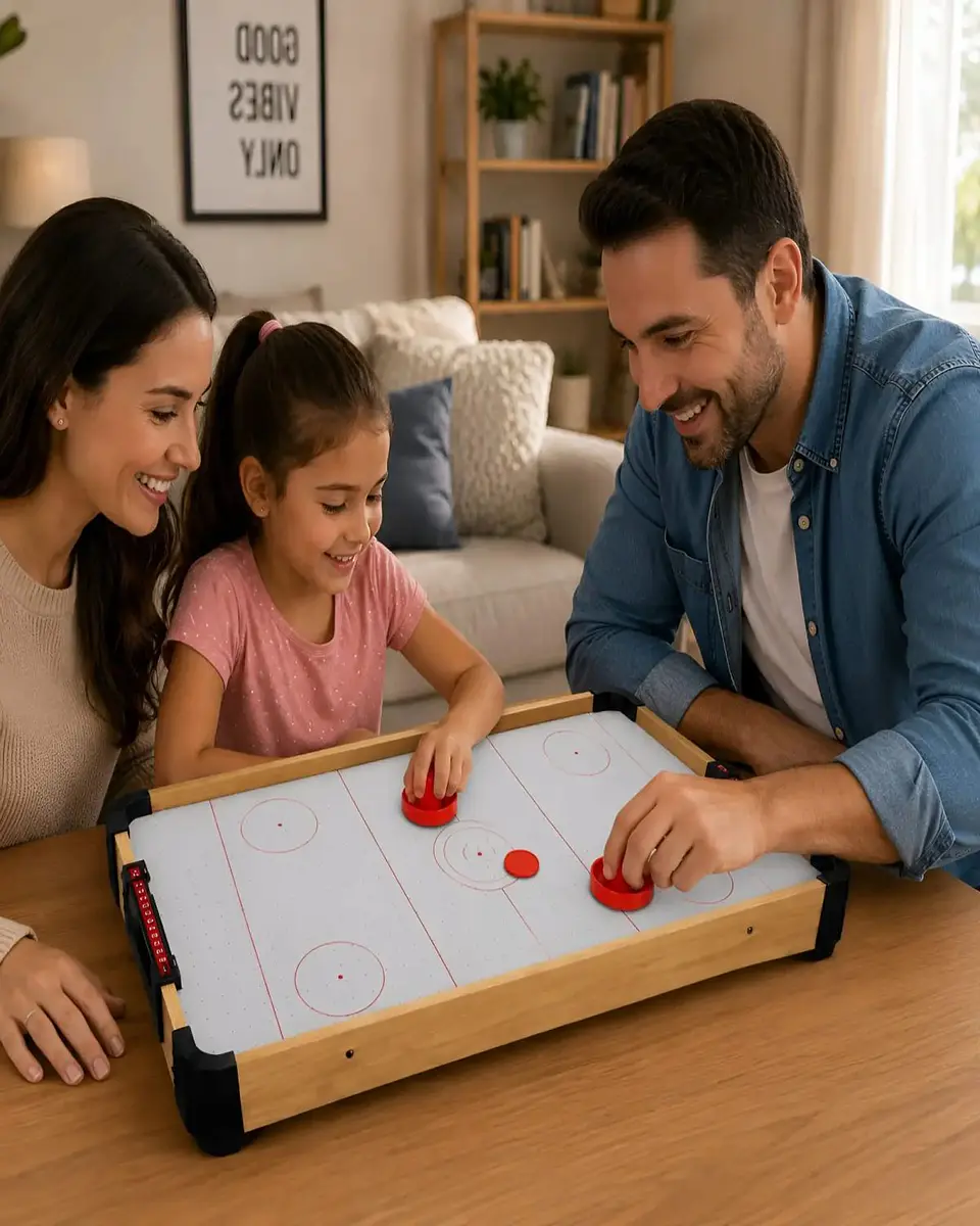 Mesa de Hockey de Aire Mini Air Hockey de Madera Juego Infantil 4