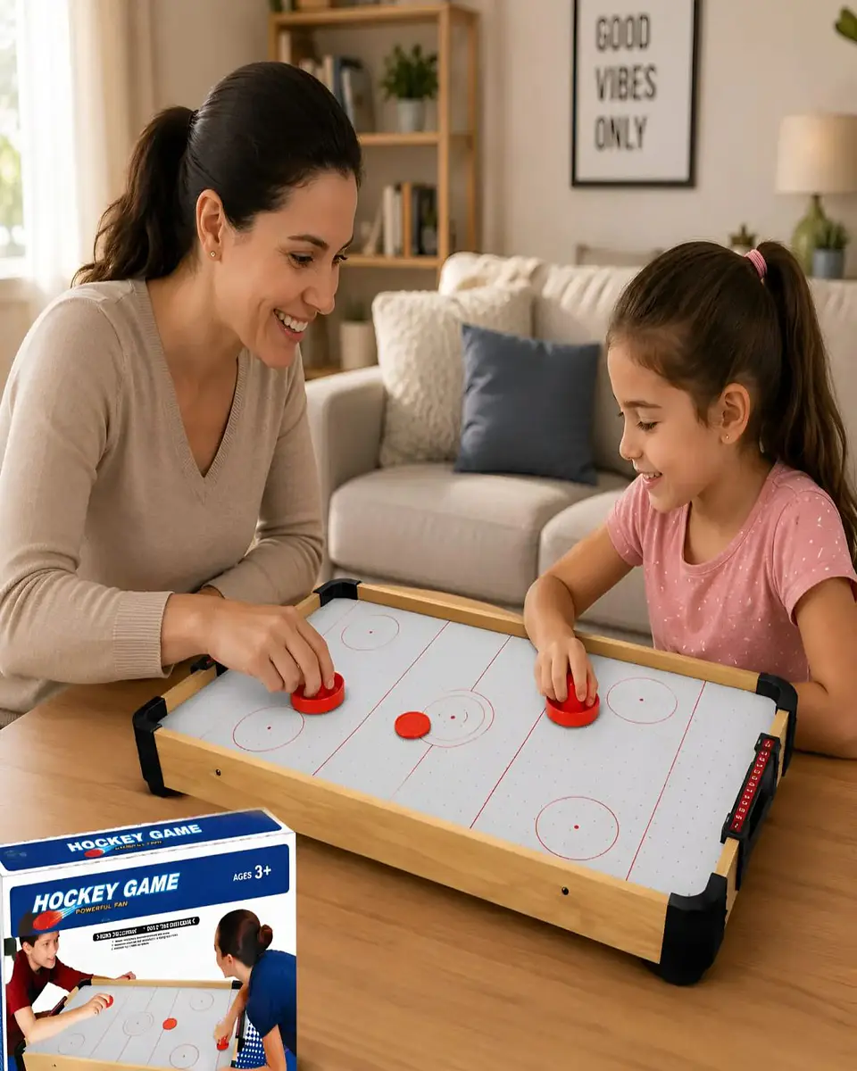 Mesa de Hockey de Aire Mini Air Hockey de Madera Juego Infantil 5