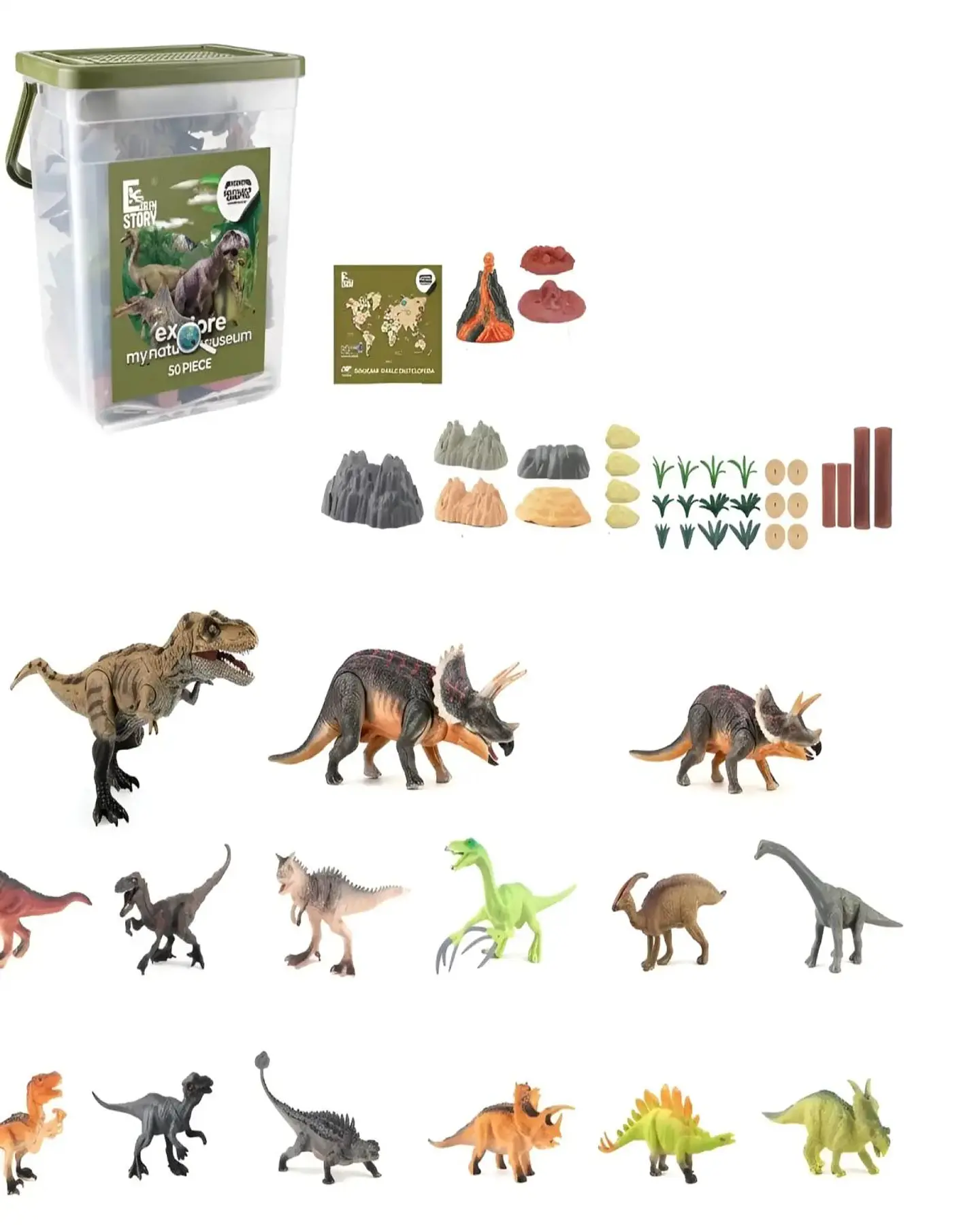 Balde de Dinosaurios de Juguete Set 50 Piezas Didactico 5