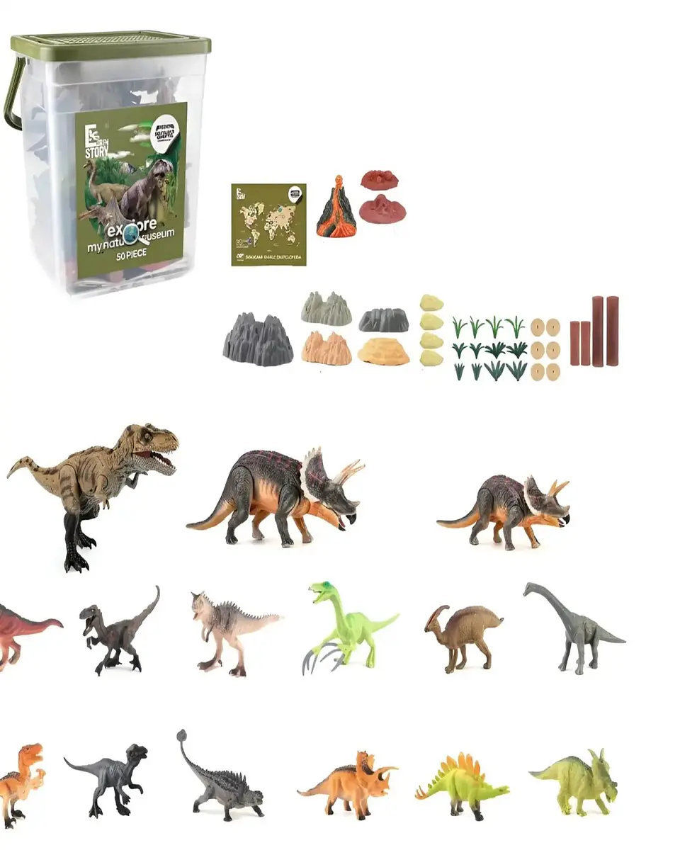 Balde de Dinosaurios de Juguete Set 50 Piezas Didactico 5