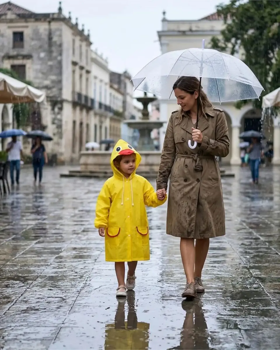 Set de 2 Capas Impermeables de Lluvia Infantil Para Niños amarillo y verde 4