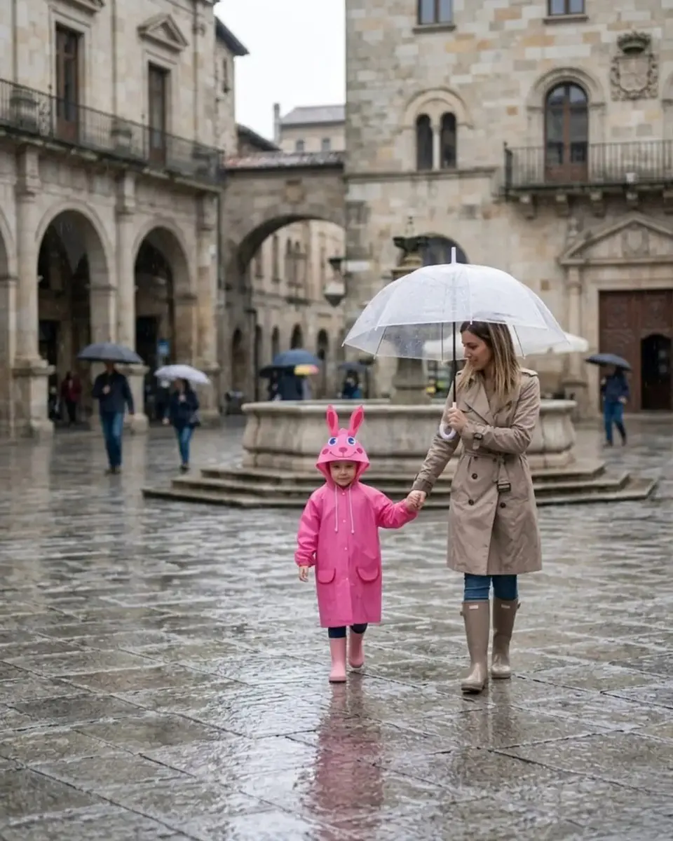 Set de 2 Capas Impermeables de Lluvia Infantil Para Niños amarillo y rosado 5