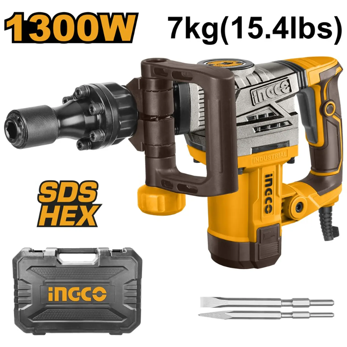 Martillo Demoledor Electrico Industrial SDS Hex 1300W/20J Ingco 1