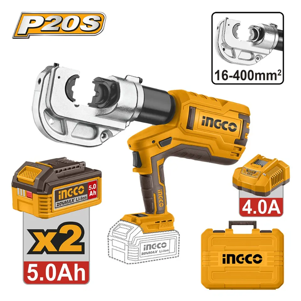 PRENSA TERMINAL INGCO HIDRAULICA INAL. INDUST. 20V C/CARG. C/2 BAT. 5 AH #CTLI2005 1