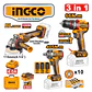 SET 3PZ AMOLADORA 4.1/2″ + TALADRO 66NM + LLAVE DE IMPACTO 405NM + ACCESORIOS – #CKLI20358 - Miniatura 1
