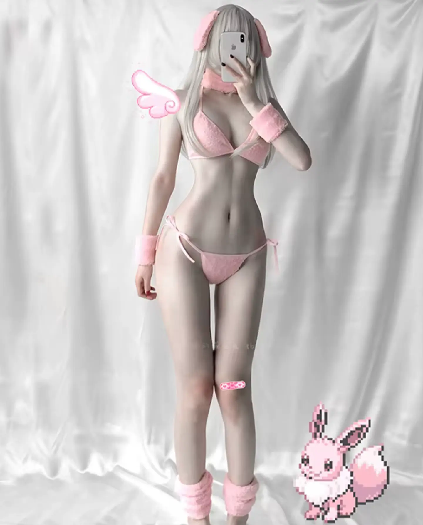 Bunny suit felpa rosa - Talla unica ajustable 2