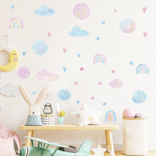 Arcoiris y amor en acuarela | Vinilo sticker pared