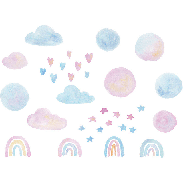 Arcoiris y amor en acuarela | Vinilo sticker pared