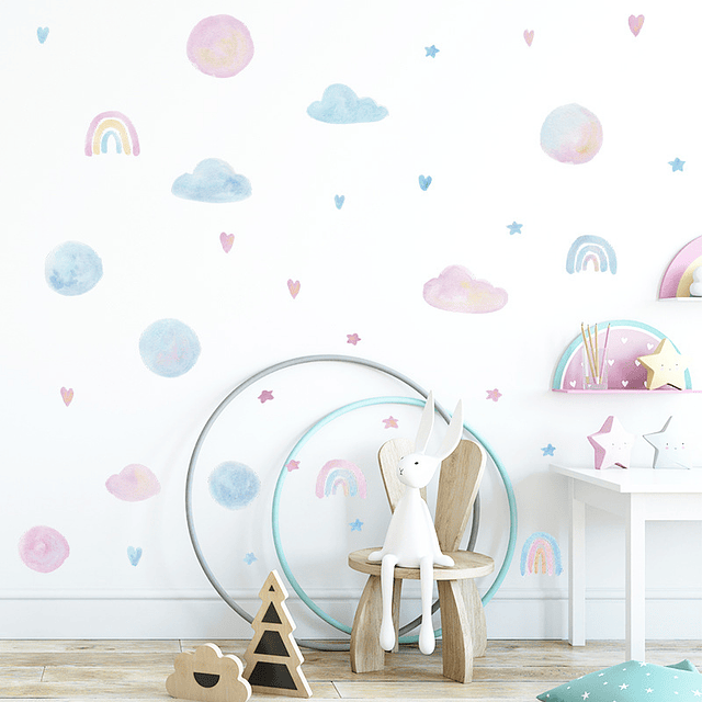 Arcoiris y amor en acuarela | Vinilo sticker pared