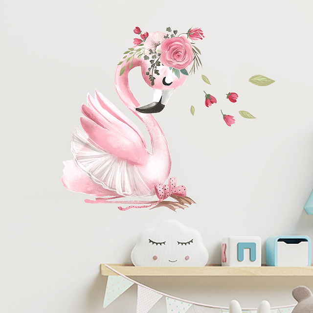 Cisne romántico rosado | Vinilo sticker pared
