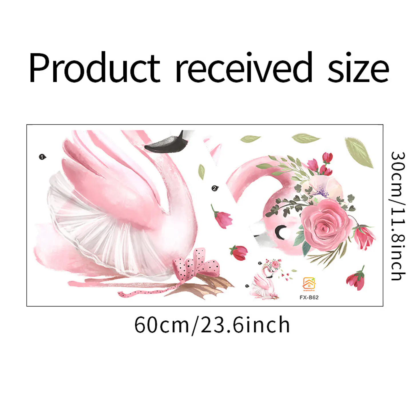 Cisne romántico rosado | Vinilo sticker pared 7