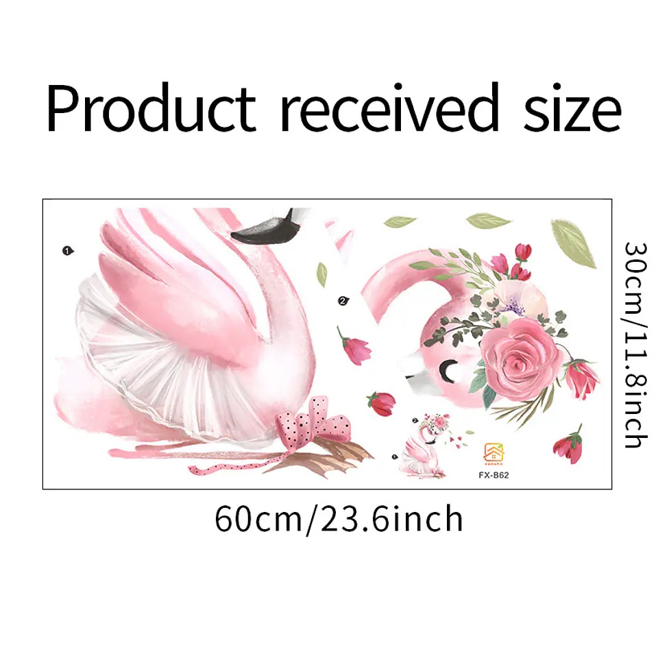 Cisne romántico rosado | Vinilo sticker pared 7