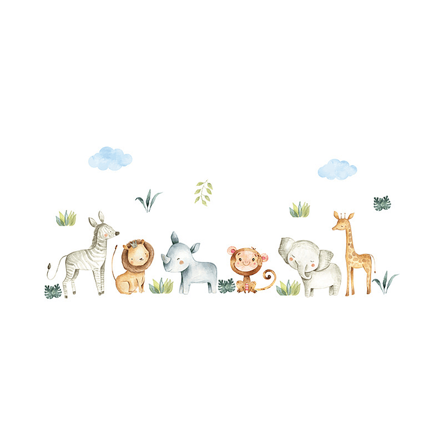 Animales en la Selva 2 x (90x30cm) | Vinilo sticker pared