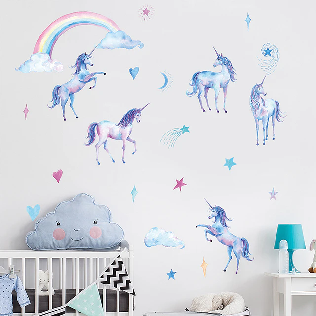 Unicornios azules 2 x (90x30cm) | Vinilo sticker pared