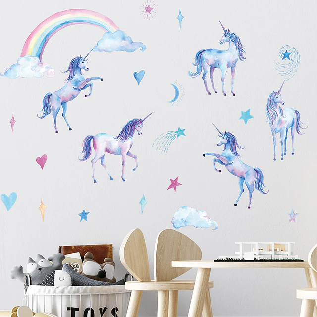 Unicornios azules 2 x (90x30cm) | Vinilo sticker pared