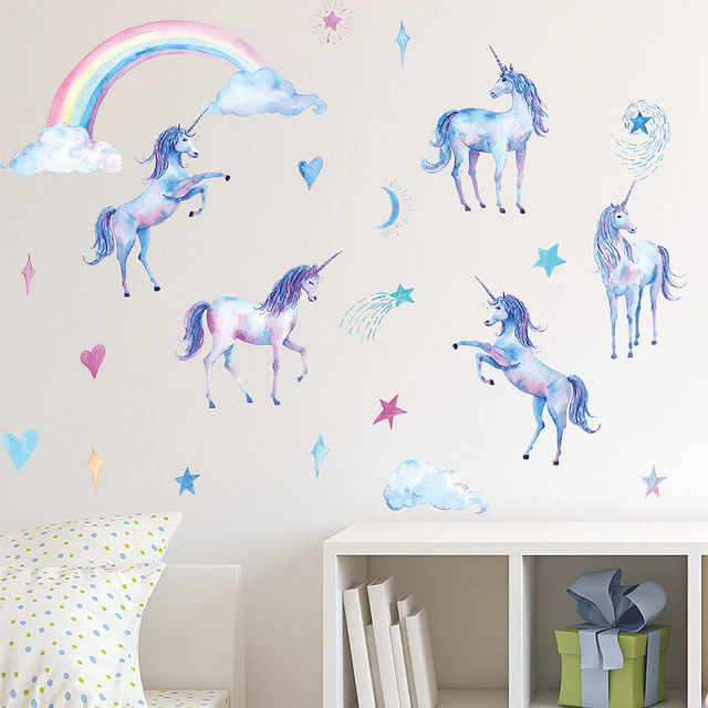 Unicornios azules 2 x (90x30cm) | Vinilo sticker pared