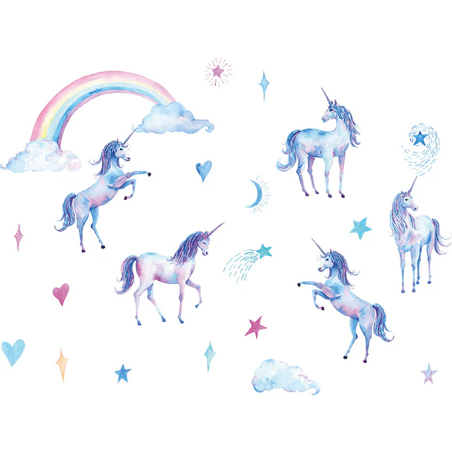 Unicornios azules 2 x (90x30cm) | Vinilo sticker pared