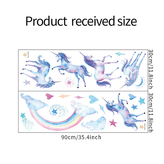 Unicornios azules 2 x (90x30cm) | Vinilo sticker pared