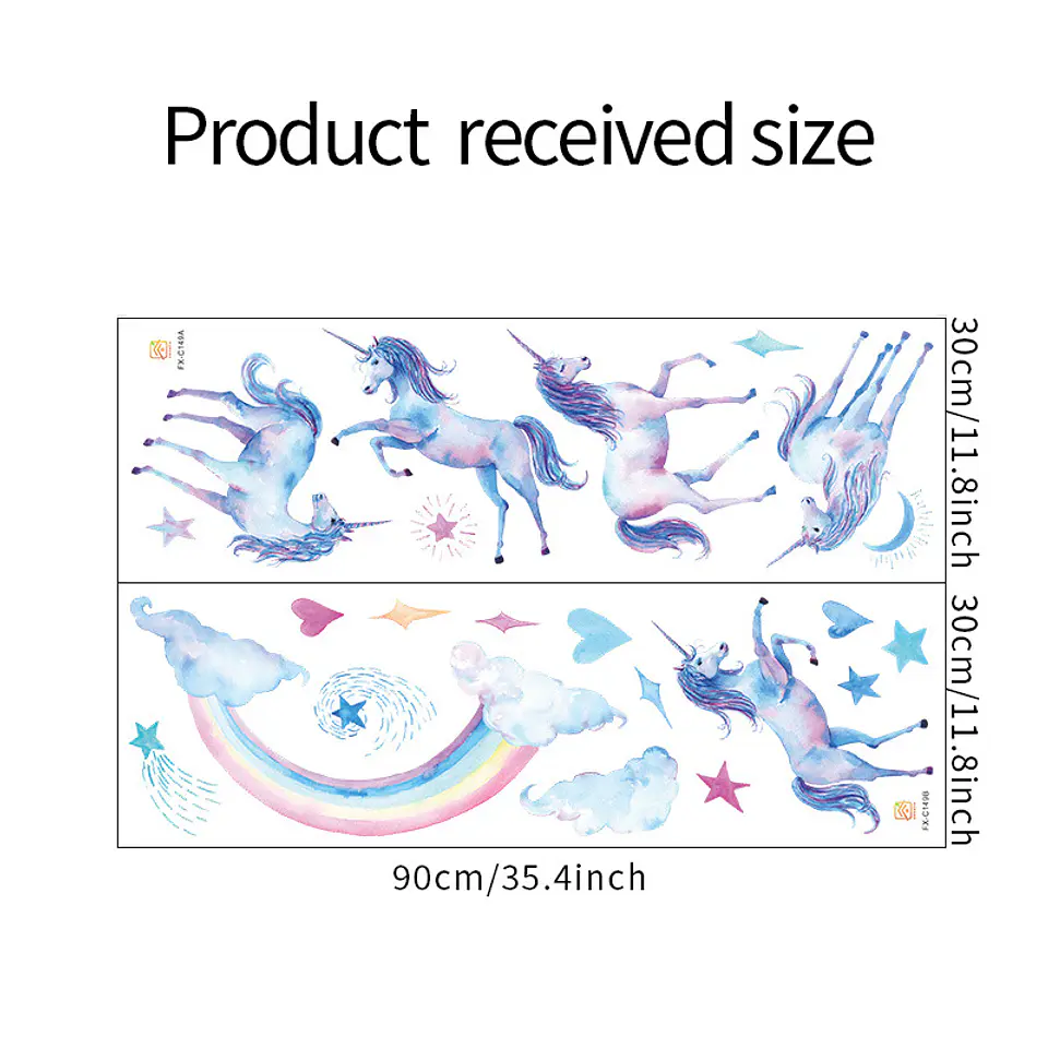 Unicornios Celestiales | Pack 2 Vinilos Decorativos Infantiles 90 × 30 cm 5