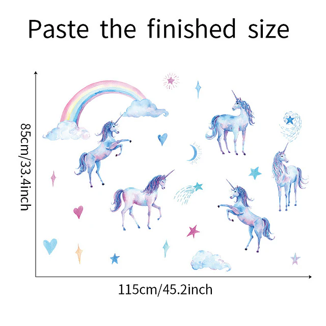 Unicornios azules 2 x (90x30cm) | Vinilo sticker pared