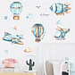Aviones y globos niños 2 x (90x30cm) | Vinilo sticker pared - Miniatura 1