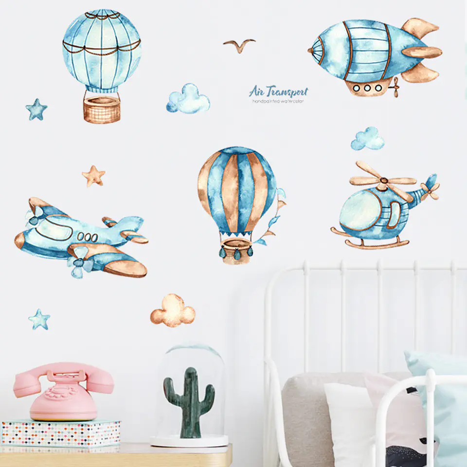 Aviones y globos niños 2 x (90x30cm) | Vinilo sticker pared 1