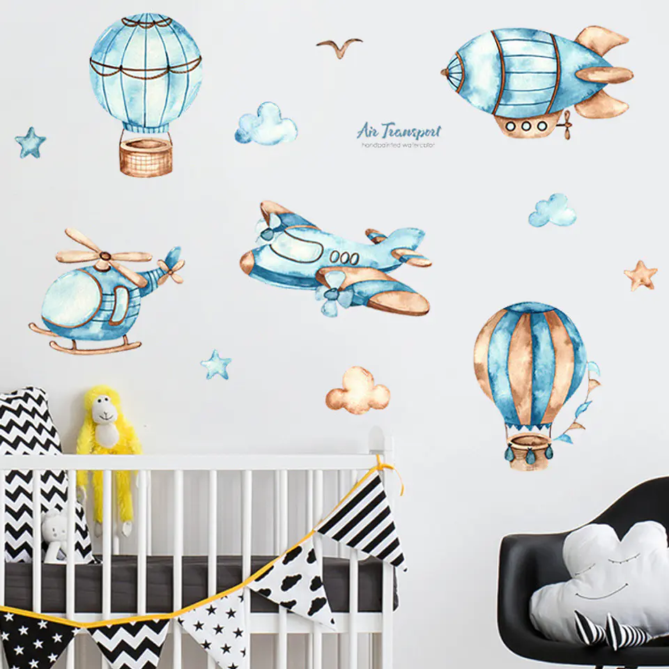 Aviones y globos niños 2 x (90x30cm) | Vinilo sticker pared 2