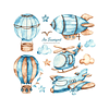 Aviones y globos niños 2 x (90x30cm) | Vinilo sticker pared