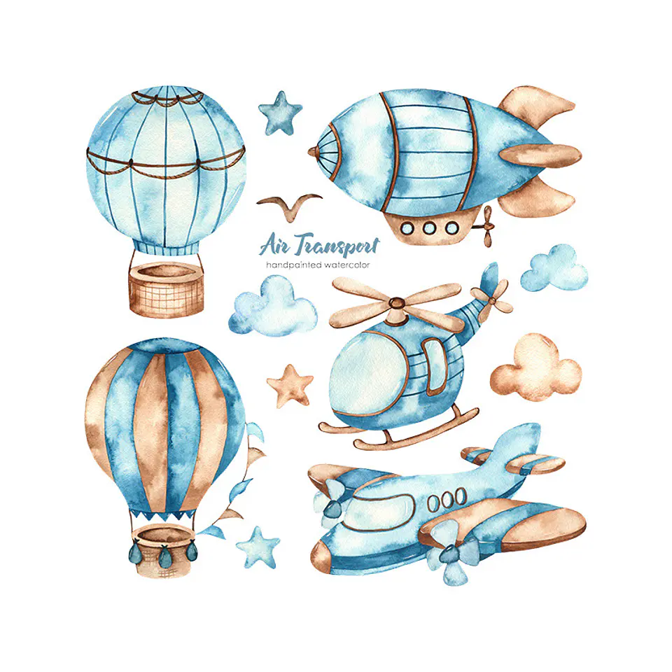 Aviones y globos niños 2 x (90x30cm) | Vinilo sticker pared 6