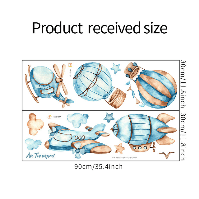 Aviones y globos niños 2 x (90x30cm) | Vinilo sticker pared