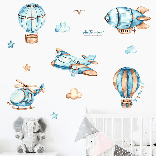 Aviones y globos niños 2 x (90x30cm) | Vinilo sticker pared